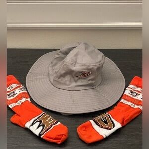Anaheim Ducks Hat & Holiday Christmas Sweater Socks Fan Swag Gear Hockey NHL